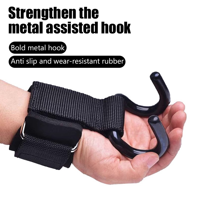 Wrist Wraps Weightlifting Support - 【F】2 Buah Pengait untuk Angkat Beban,